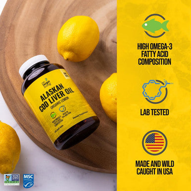 On Target Living Alaskan Cod Liver Oil 120 Soft Gels | Line Caught in The USA | Naturally Occurring Vitamin D | Rich in Omega 3 DHA/EPA