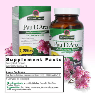 Nature'S Answer PAU d arco Inner Bark - 90 Vegetarian Capsules - 1000 mg - Immune Support - Vegan - Gluten