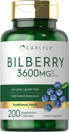 Carlyle Bilberry Extract Capsules | 3600Mg | 200 Count | Vegetarian, Non-Gmo, Gluten Free Fruit Supplement