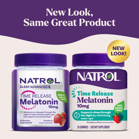 Natrol 10 Mg Melatonin Gummies Time Release Sleep Gummies For Adults Minimize Wake Ups Strawberry-Flavored 35 Count 35 Day Supply