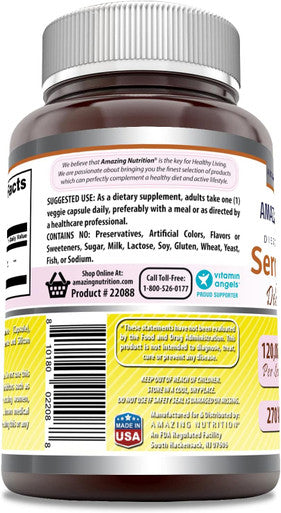Amazing Nutrition Formulas Serrapeptase 120000 iu Supplement | Veggie Capsules | Non-GMO | Gluten | Made in USA (270 Count)