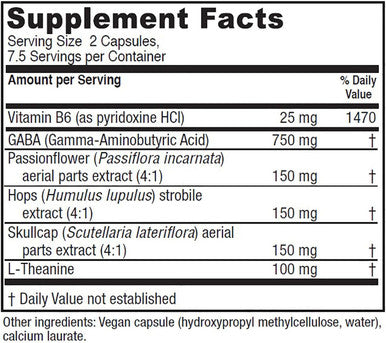 Vitanica GABA Ease - GABA & L-Theanine Supplement for Calm & Relaxation Support - Women's Health Supplement with GABA Passionflower Hops Skullcap & L-Theanine - Professional Line - 15 Vegan Caps