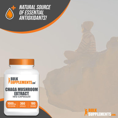 Bulksupplements.Com Chaga Mushroom Extract Capsules - Chaga Extract, Chaga Mushrooms Capsules - Vegan & Gluten Free, 2 Capsules (1000Mg) Per Serving, 360 Veg Capsules (Pack Of 1)