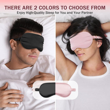 Amrules Sleep Mask Adjustable Silk Eye Mask For Sleeping Soft Sleeping Eye Shade Cover For Women Good For Blocking Light Reducing Puffiness Enhancing Sleep Quality (Blush Pink & Black) Set Of 2