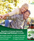 Zazzee Organic Moringa Oleifera 10:1 Extract, 7500 Mg Strength, 100% Pure Superfood, 180 Vegan Capsules, Concentrated And Standar