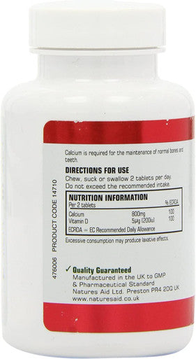 Natures Aid Chewable Calcium 400mg - 60 Tablets (PACK OF 1)