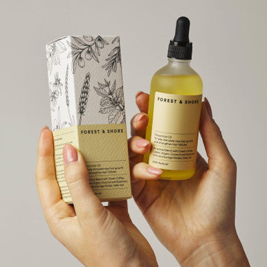 Forest & Shore Hair Growth Oil 100% Natural Hair Oil with Caffeine Biotin Castor Oil Argan Oil Coconut Oil and Rosemary Oil Effective Thickening Mask & Hair Loss Treatment