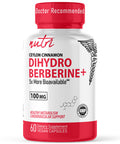 Nature's Fusions Dihydroberberine Supplement 100mg 60 Capsules with Ceylon Cinnamon 5X More Effective Than Regular Berberine HCL