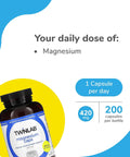 Twinlab Magnesium Caps - High Absorption Magnesium Supplement To Support Leg Cramps Relief - Magnesium Capsules For Stress Relief 420 Mg 200 Count 1 Pack