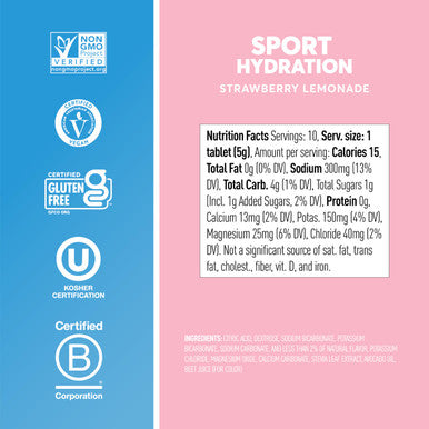 Nuun Sport Electrolyte Tablets with Magnesium, Calcium, Potassium, Chloride & Sodium Gluten Free & Vegan Strawberry Lemonade 4 Pack (40 Servings Total)