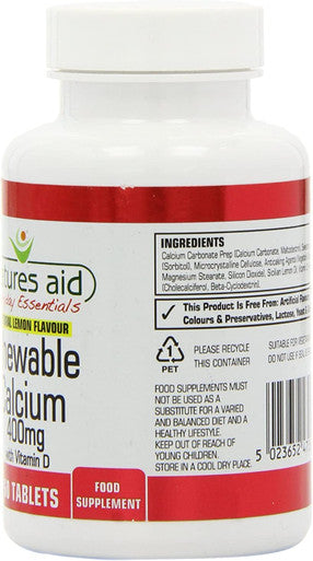 Natures Aid Chewable Calcium 400mg - 60 Tablets (PACK OF 1)