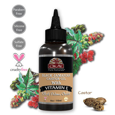 OKAY Black Jamaican Castor Oil With Vitamin E And Panthenol Helps Soothe Scalp Skin Improves Blood Circulation Helps Naturally Grow Healthy Hair Balances Oily Hair 4oz