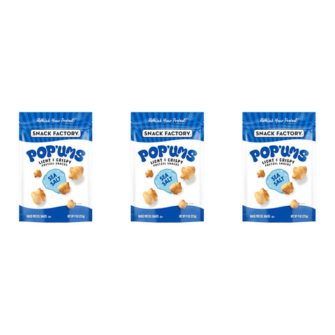 Snack Factory Pop'ums Sea Salt Pretzel Snacks 9 Oz Bag (Pack of 3)