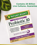 Nature's Bounty Probiotic 10 Ultra Strength Daily Probiotic Supplement Support For Digestive Immune And Upper Respiratory Health 2 Pack 30 Capsules