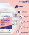 Herodianow 99% Ultra Purity Sublingual Trans-Resveratrol Supplement Organic 900Mg,Aging,Skin,Immune System,120 Lozenges
