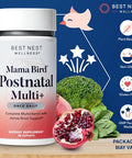 Best Nest Wellness Mama Bird Postnatal Vitamins for Breastfeeding and Postpartum Whole Food Organic Blend Methylated Vitamins Vegan Once Daily 30 Ct