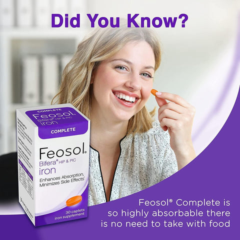 Feosol Complete With Bifera Iron 30 Caplets (3 Pack)
