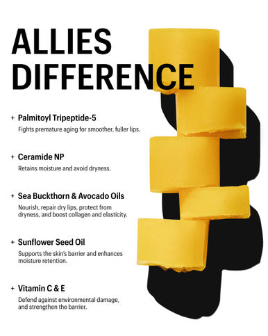 Allies of Skin Peptide & Ceramide Repair Lip Balm with Palmitoyl Tripeptide-5 Ceramide NP Sea Buckthorn Oil Avocado and Sunflower Seed Oil Shea Butter Vitamin C & E. 3.8g/ 0.13 oz