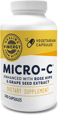 Vimergy Micro-C Capsules, 180 Servings 500mg All-Natural Buffered Vitamin C with Rose Hips, Rutin, Grape Seed & Acerola Fruit Extract Antioxidant - Supports a Healthy Immune System & Skin Health