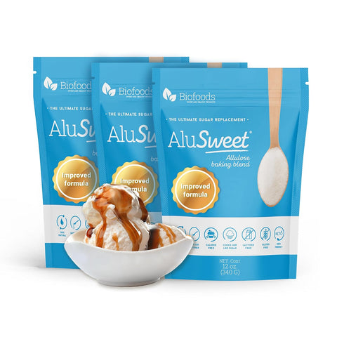 Alusweet 2-Pack Kit Includes (1) Allulose Zero Calorie Sweetener & (1) Allulose Monk Fruit & Erythritol Sweetener - 24 oz - 1:1 Sugar Substitute, Keto-Friendly, Organic, Plant-Based Substitute