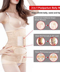 2 in 1 Postpartum Belly Wrap Support Recovery Belt - Belly Band for Postnatal, Pregnancy, Maternity - Girdles for Women Body Shaper - Post Partum Waist Shapewear Belt(Beige,Plus Size)