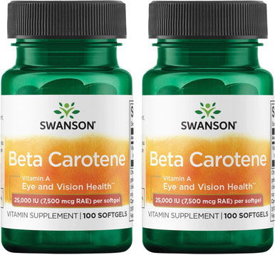Swanson Beta-Carotene (Vitamin A) 25000 Iu (7500 mcg) 100 Sgels (2 Pack)