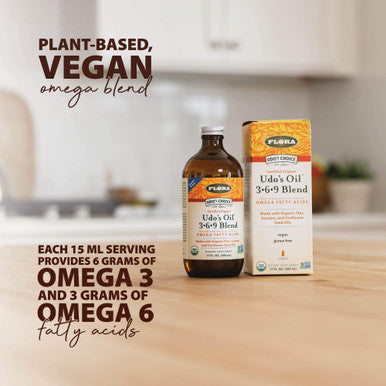 Flora Udos Choice Omega 369 Oil Blend Made with Organic Flax Sesame Sunflower Seed Oils PlantBased Vegan Omega Fatty Acids Based on Ideal 211 Ratio 17fl oz. Glass Bottle