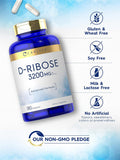 Carlyle D-Ribose Capsules | 3200mg | 180 Pills | Advanced Formula | Non-GMO Gluten Supplement