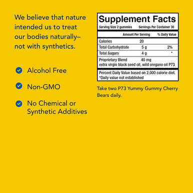 North American Herb Spice Kidekare Yummy Gummy Cherry Bears 60 Real Cherry Gummies Daily Immune Support for Children with P73 Oreganol Black Seed Oil NonGMO 30 Servings