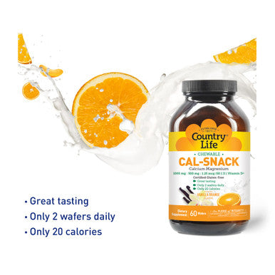 Country Life Cal-Snack Vanilla Orange Chewable Wafers 60'S