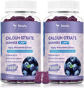 Totaria 2 Pack Calcium Citrate Gummies 1200 Mg - Calcium Supplements For Women With Vitamin D3 & K2,Magnesium,Zinc - Sugar Calcium Gummies For Bone & Teeth & Immune Support- Peach Flavor