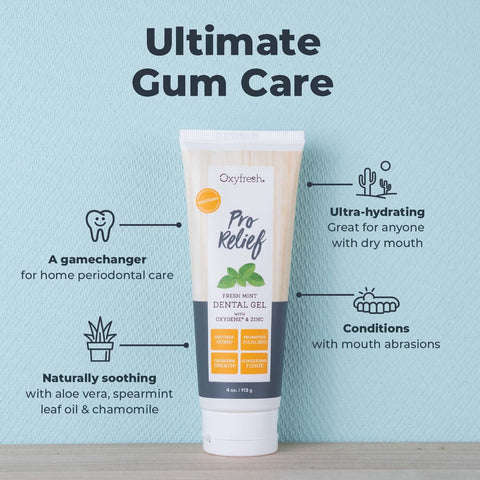 Oxyfresh Pro Relief Fluoride Free Dental Gel With Zinc And For Soothing Irritated Gums And Support Gum Health Infused With Aloe Vera Chamomile And Xylitol Dentist Recommended 4 Oz