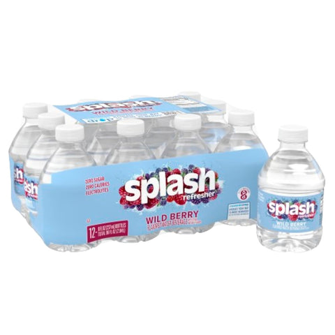 SPLASH REFRESHER Flavored Water Bottles, Wild Berry Flavor - 6 Pack | Refreshing Flavored Bottled Water with Electrolytes - Zero Sugar & Zero Calories - 16.9 Fl Oz