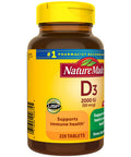 Nature Made Vitamin D3 220 Tablets Vitamin D 2000 Iu (50 Mcg) Helps Support Immune Health Strong Bones And Teeth & Muscle Function 250% Of Daily Value For Vitamin D In One Daily Tablet