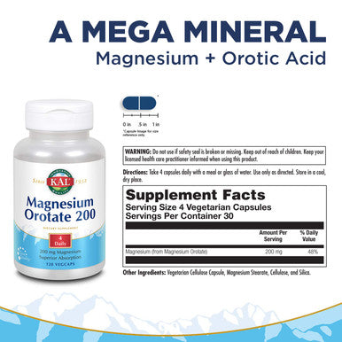 KAL - Magnesium Orotate, 200 mg, 60 Tablets