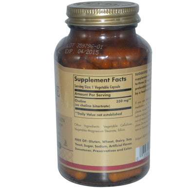 Solgar - Choline 350 Mg Vegetable Capsules - 100