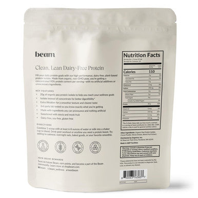Beam Vegan Protein Powder Organic Pea Protein Isolate 20g Plant-Based Protein per Serving Third-Party Tested No Added Sugar Dairy Free Soy Free Gluten Free 20 Servings Chocolate