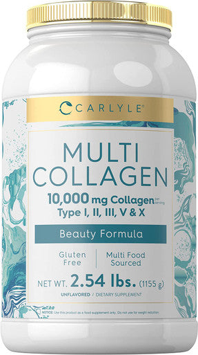 Carlyle Multi Collagen Powder 40 Oz | 10000 Mg | Type I, Ii, Iii, V & X | Collagen Peptides Supplement With Protein | Gluten Free