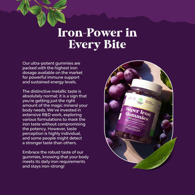 Extra Strength Iron Gummies For Women And Men - Potent 45Mg Per Serving Chewable Iron Supplement For Women And Men With Vitamin C For Higher Absorption - Vegan Daily Iron Gummy No Artificial Flavors