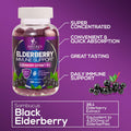 Nature'S Nutrition Sambucus Elderberry Gummies for Adults Teens & Kids - Super Concentrated 35:1 Extract Equivalent to 4200mg of Elderberries - Daily Immune Support Black Elderberry Vitamin Supplement - 120 Count