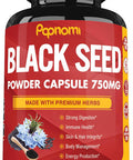 Papnami Pure Black Seed Powder Capsules 750Mg - Premium Supplement For Immunity Digestive Skin Hair & Body Balance - 90 Pills For 3 Month Supply