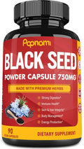 Papnami Pure Black Seed Powder Capsules 750Mg - Premium Supplement For Immunity Digestive Skin Hair & Body Balance - 90 Pills For 3 Month Supply