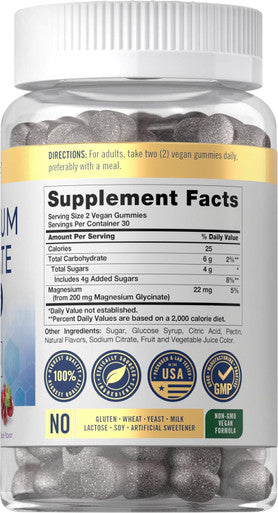 Carlyle Magnesium Glycinate Gummies | 60 Count | Grape Flavor | Vegan Non-GMO Gluten Supplement