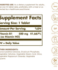 Solgar Vitamin B1 (Thiamin) - 100 Tablets - Super Potency 500Mg Formula - Non-Gmo Vegan Gluten Free Kosher Halal 100 Servings