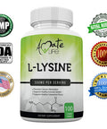 L Lysine 500mg Capsules Immune Support, Cold Sores, Joint Health & Brain Functioning - Amino Acid for Men and Women- 100 Capsules- Made in USA by Amate Life