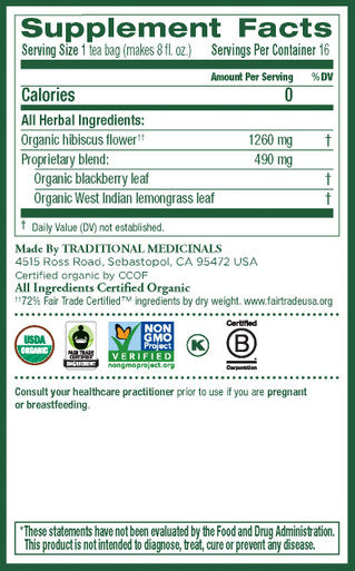 Traditional Medicinals Organic Hibiscus Herbal Tea, 16 Tea Bags