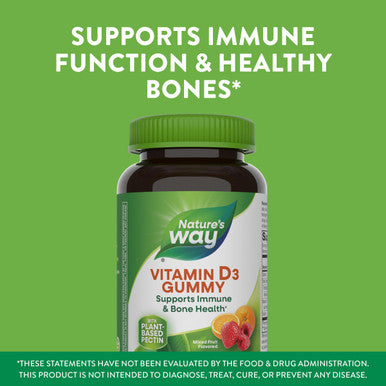 Nature'S Way Vitamin D3 Gummies, Supports Immune And Bone Health*, 2000 Iu (50 Mcg) Per 2-Gummy Serving, Mixed Fruit Flavored, 120 Gummies (Packaging May Vary)