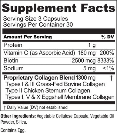 Live Conscious Beyond Collagen Multi Collagen Capsules - Types I, II, III, V & X | Hydrolyzed Blend with Biotin & Vitamin C for Hair, Skin, Nails 90 Capsules