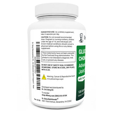 Dr. Berg Glucosamine Chondroitin MSM Turmeric & Boswellia - Advanced Joint Support Supplement with Glucosamine Sulfate 1500mg - 120 Capsules