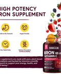 Vitacook Iron Supplement For Women And Men, High Potency Iron With Vitamin C, Blood, Energy, Muscle & Immune System Support, Vegan, 60 Count
